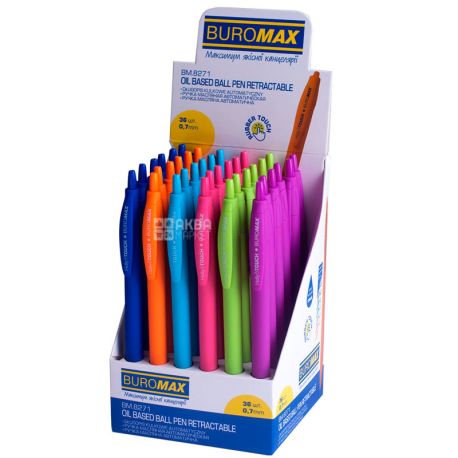 Buromax, Holly Touch, 36 шт., Ручка масляная, синяя, автоматическая, 0,7 мм