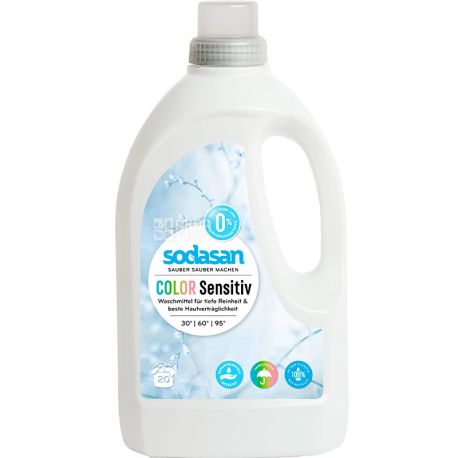 Sodasan Color Sensitiv, 1,5 л, Рідкий засіб для прання кольорових речей, органічне