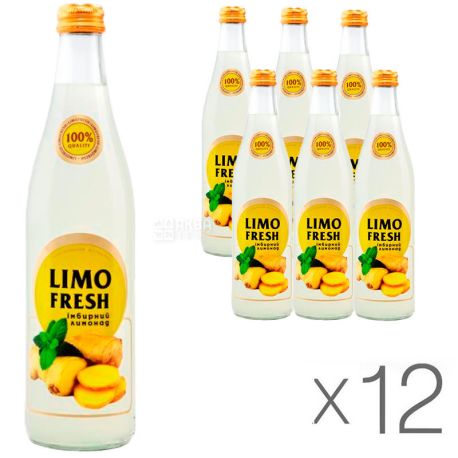 Limofresh, 0,5 л, упаковка 12 шт., Лимофреш, Имбирный лимонад, Напиток безалкогольный, газированный