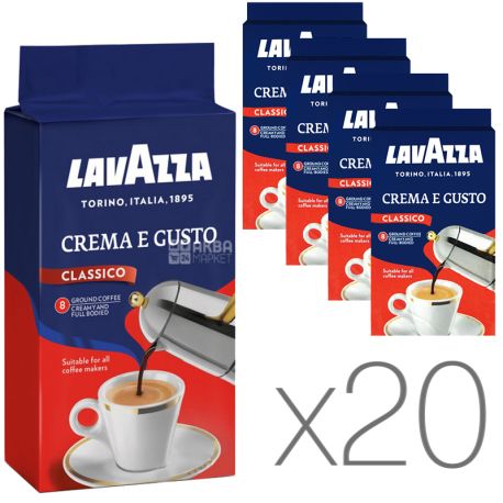 Lavazza Crema e Gusto, Кофе молотый, 250 г, Упаковка 20 шт.