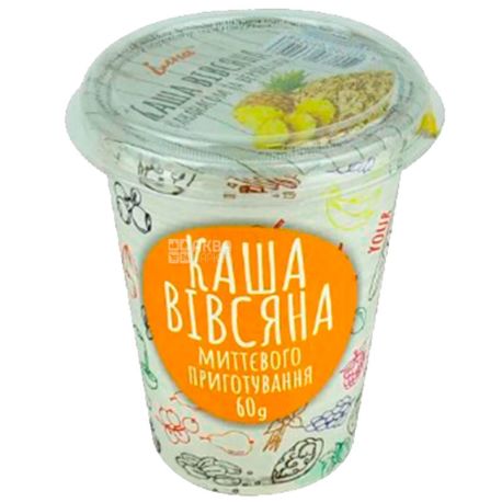 Илна, 60 г, Каша овсяная моментального приготовления, с ананасом и сливками