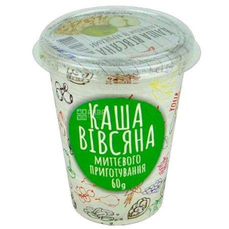 Ілна, 60 г, Каша вівсяна миттєвого приготування, з яблуком та вершками