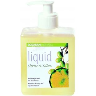 Sodasan Citrus-Olive, 300 мл, Мыло жидкое органическое Содасан, бактерицидное с растительными маслами, с дозатором