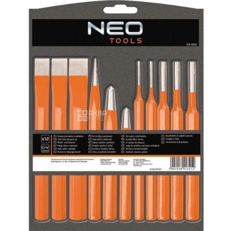 Neo Tools, Набір кернерів і пробійників, 12 шт.