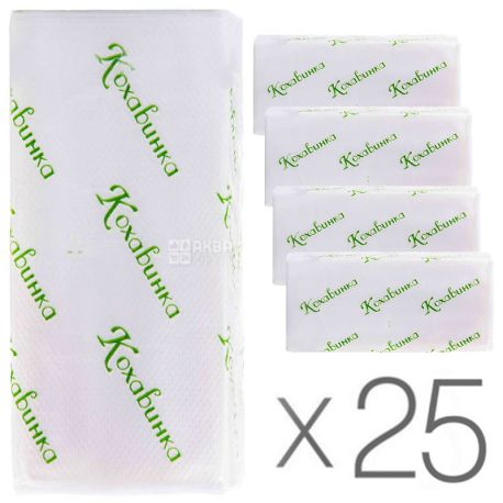 Kohavinka, Packing 25 pcs. on 170 l, Paper towels, Sheet, Single-layer, Gray