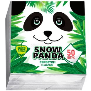 Сніжна Панда, 50 шт., Серветки столові, двошарові, білі, 24х24 см