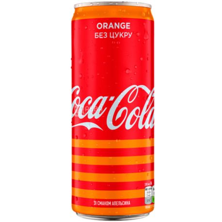 Coca-Cola Orange, 0,33 л, Кока-Кола Оранж, Вода солодка газована, ж/б