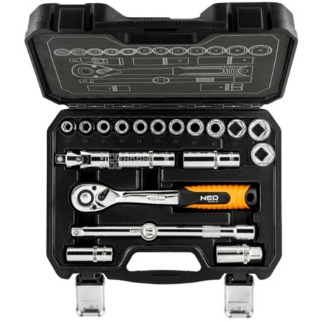 Neo Tools, Набор торцевых головок с держателем 1/2, 20 предметов