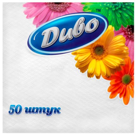 Диво, 50 шт., Салфетки столовые, однослойные, 24 х 24 см, белые