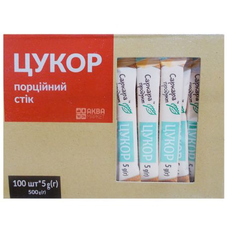 Саркара, 100 стиков х 5 г, Сахар порционный, свекольный, белый, 500 г