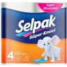 Selpak Super Absorbent, 4 рул., Рушники паперові Селпак, 3-шарові, 80 аркушів, 21х21 см