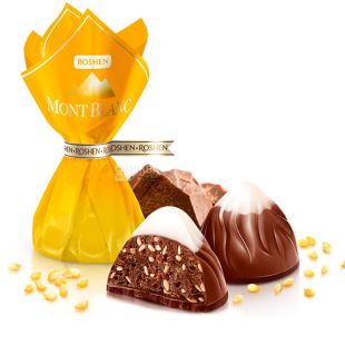 Roshen Mont Blanc, 1 кг, Конфеты с шоколадом и сезамом Монблан, Рошен