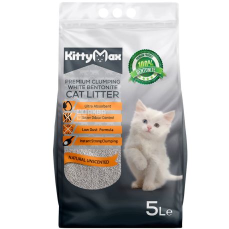 Kytti Max, Наполнитель туалетов для кошек премиум бентонитовый, белый, 5 кг
