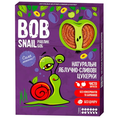 Bob Snail, 60 г, Пастила, Яблуко-слива, Картонна коробка
