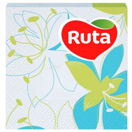 Ruta, 40 шт., Серветки столові, з малюнком Ірис, 2-х шарові, 24х24 см