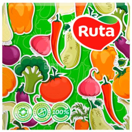 Ruta, 20 PCs., Ruta, paper Napkins, Kitchen, 33x33 cm, double-layer