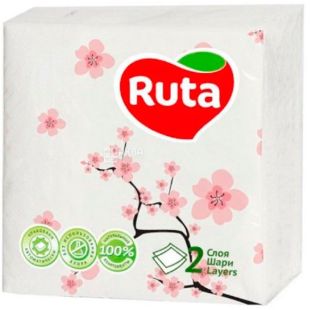 Ruta Сакура, 40 шт., Серветки паперові Рута, двошарові, 24х24 см