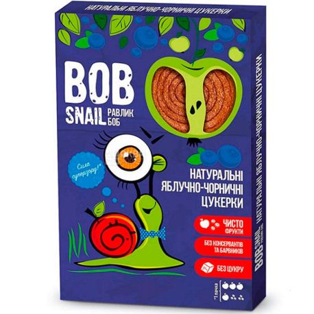 Bob Snail, 60 г, Пастила, Яблоко-черника, Картонная коробка