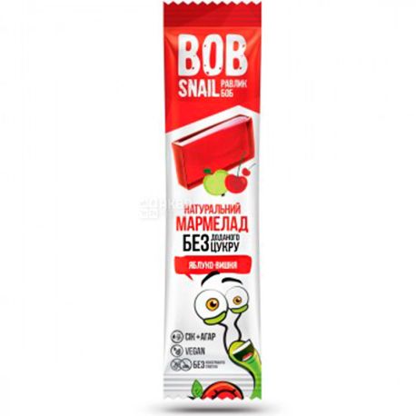 Bob Snail, 38 г, Мармелад, натуральный, Яблоко-вишня, без сахара