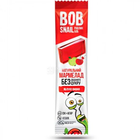 Bob Snail, 38 г, Мармелад, натуральний, Яблуко-вишня, без цукру