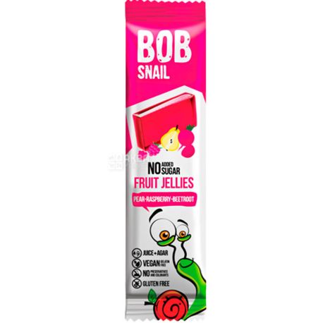 Bob Snail, 38 г, Мармелад, натуральный, Груша-малина-свекла, без сахара
