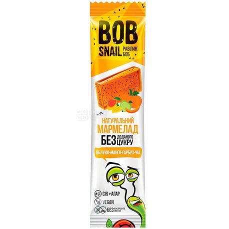 Bob Snail, 38 г, Мармелад, натуральный, Яблоко-манго-тыква-чиа, без сахара