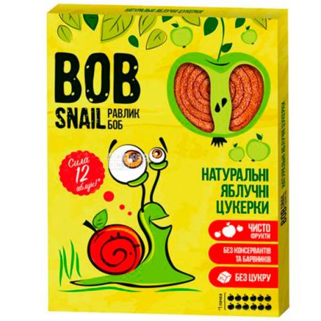 Bob Snail, 60 г, Пастила, натуральная, Яблочная, без сахара