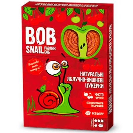 Bob Snail, 60 г, Пастила, натуральная, Яблочно-вишнёвая, без сахара
