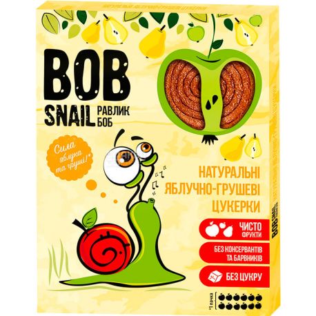 Bob Snail, 60 g, Pastille, natural, Apple and pear, sugar free