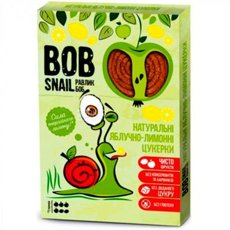 Bob Snail, 60 г, Пастила, натуральная, Яблочно-лимонная, без сахара