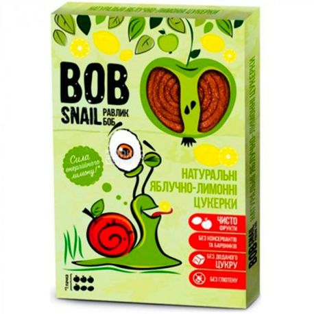 Bob Snail, 60 g, Pastille, natural, Apple and lemon, sugar free