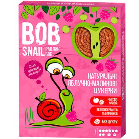 Bob Snail, 60 g, Pastille, natural, Apple and raspberry, sugar free