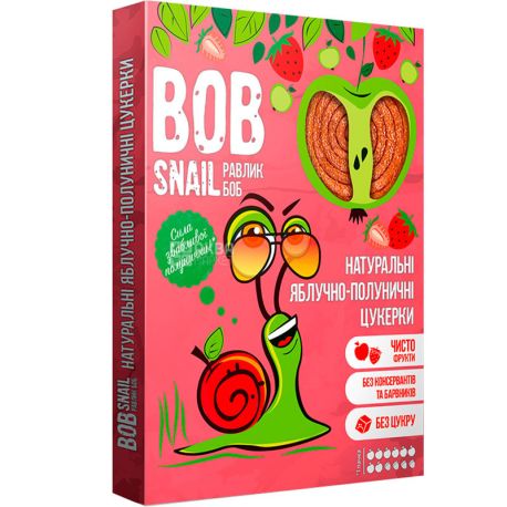 Bob Snail, 60 г, Пастила, натуральна, Яблучно-полунична, без цукру