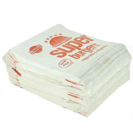 Super Burgers, 500 шт., Пакет бумажный  для бургеров, 140х140 мм