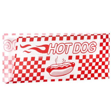 Hot Dog, 500 шт., Паперовий пакет для хот-дога, червона клітинка, 200х85 мм