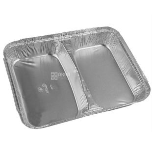 Промтус, 100 шт., Контейнер із фольги, подвійний, 227х177х30 мм, 520/320 мл