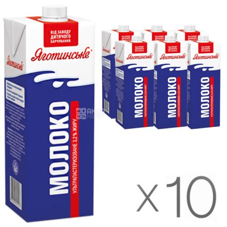 Yagotinskoe, Ultra heat-treated milk 3.2%, 0.95 l, pack 10 pcs.