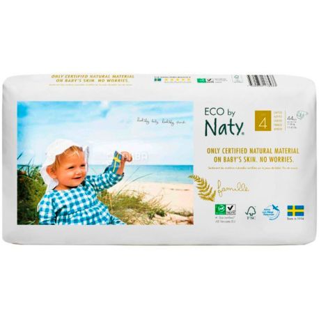Eco by Naty, 44 шт., Підгузки Еко бай Наті, органічні, розмір 4EU, 7-18 кг