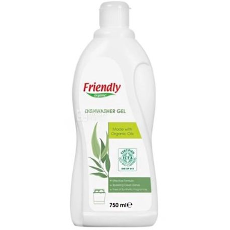 Friendly Organic, 750 мл, Гель для посудомоечных машин, Эвкалипт, органический
