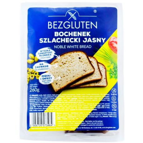 Bezgluten, 260 г, Хліб білий, без глютену