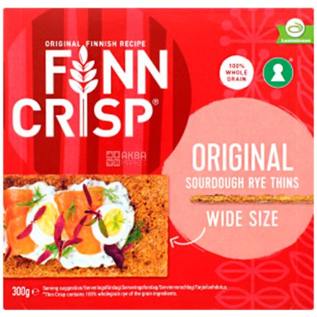 Finn Crisp, Original, 300 г, Сухарики ржаные, из цельнозерновой муки, широкие
