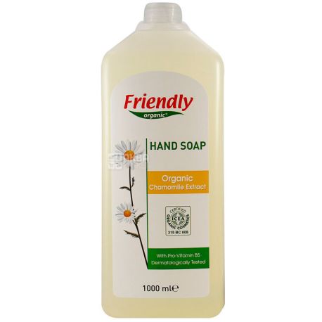 Friendly Organic, 1 л, Рідке мило для рук з екстрактом ромашки, органічне