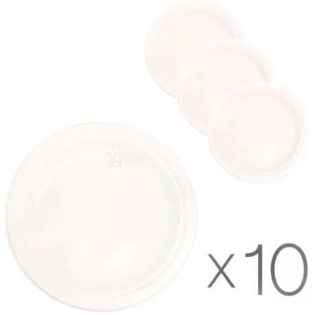 Plate disposable flat round, white, 220 ml, 100 PCs., 10pcs. per pack