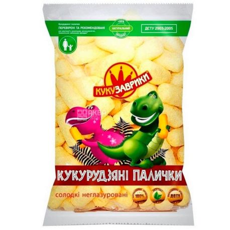 Кукузаврики, 80 г, Кукурудзяні палички, солодкі, неглазуровані