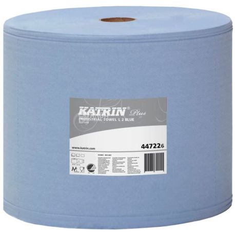 Katrin Plus, 930 аркушів, 1 рул, Протиральний матеріал паперовий, 2-х шаровий, синій, 380 м, 22х38 см