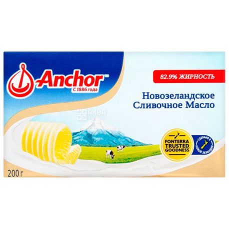Аnchor, 200 г, Масло сладкосливочное, несоленое, 82,9%