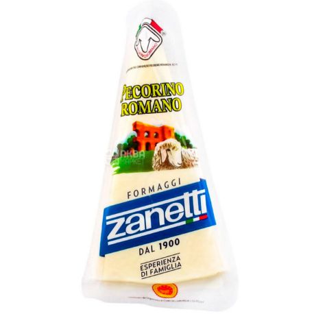 Zanetti, Pecorino Romano, 250 г, Дзанетти, Сыр твердый из овечьего молока, 36%