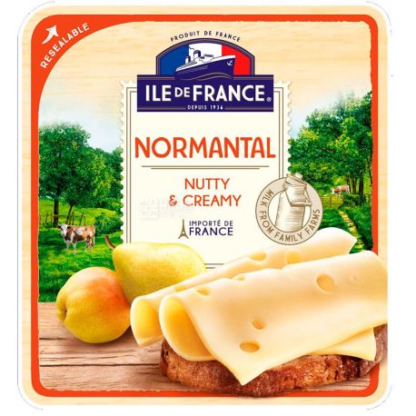 Ile De France Normantal, 150 г, Иль де Франс, Сыр полутвердый, нарезка, 50%