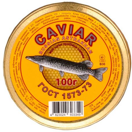 Caviar, 100 г, Икра щуки пробойная соленая, стекло