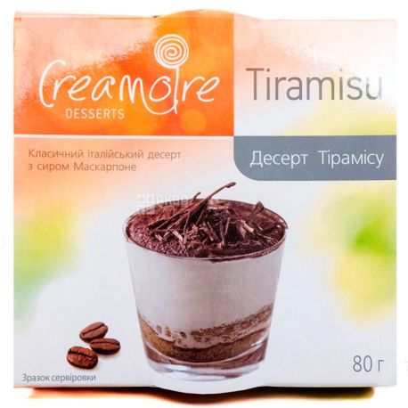 Creamoire, Tiramisu, 80 г, Десерт кремовый, с сыром Маскарпоне